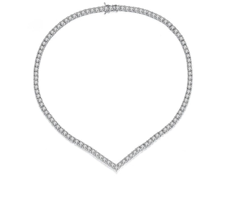 Jasmine tennis necklace v shaped 16 inches 925 5A stones