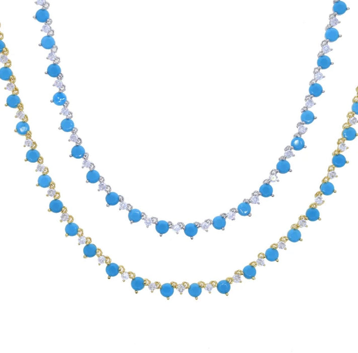 Turquoise days 925 turquoise tennis necklace with 5a stones 16 inches