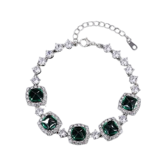Girl in Green -  Tennis Bracelet with Large Emerald Stones