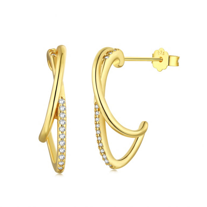 Solar Power - Petite Gold Hoops With Scattered Stones
